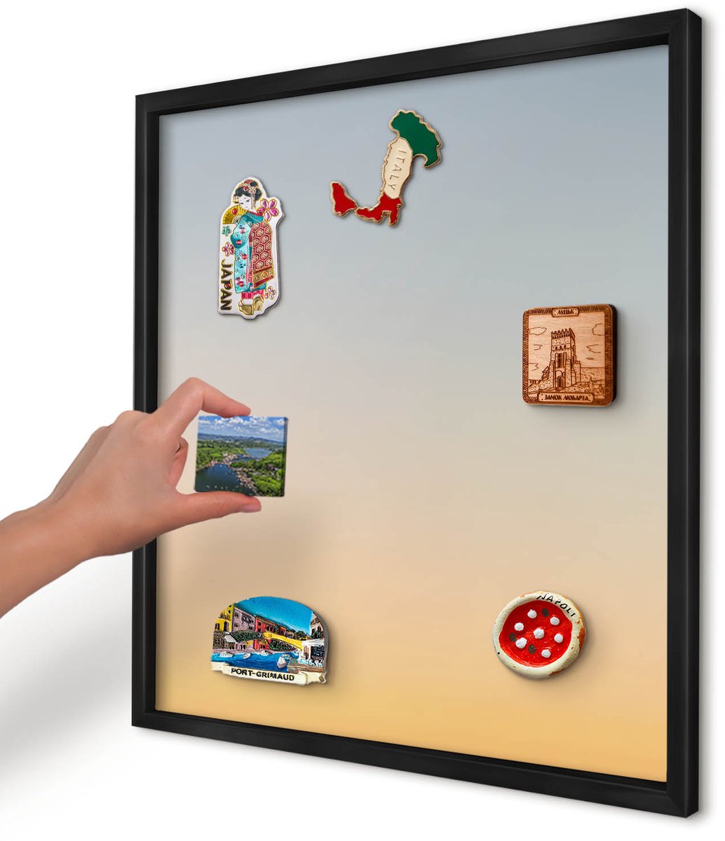 Artprintcave Oranje Magneetbord mit Zwart Frame - 50x50 cm - Pastelkleurige Overgang Memobord Keuken - Abstract Magnetisch Bord - Achtergronden En Patronen