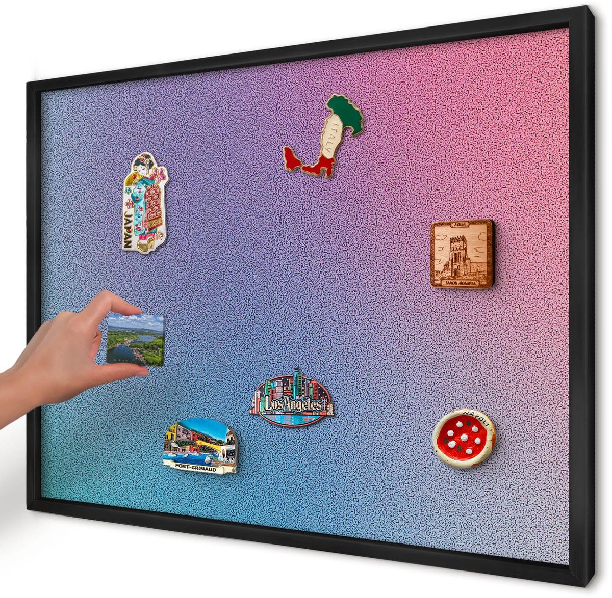 Artprintcave Paars Magneetbord mit Zwart Frame - 70x50 cm - Kleurrijk Verloop Magnetische Organizer - Abstract Magneet Bord mit Frame - Abstractie