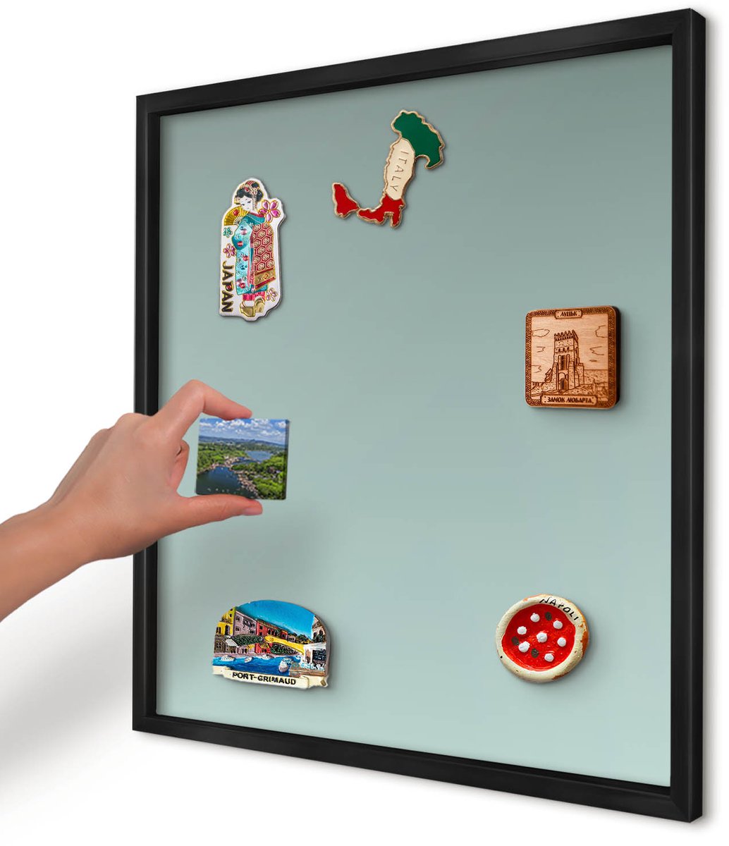 Artprintcave Turkoois Magneetbord mit Zwart Frame - 50x50 cm - Turkooizen Kleurovergang Wandbord Magnetisch - Minimalist Magneet Bord mit Frame - Achtergronden En Patronen