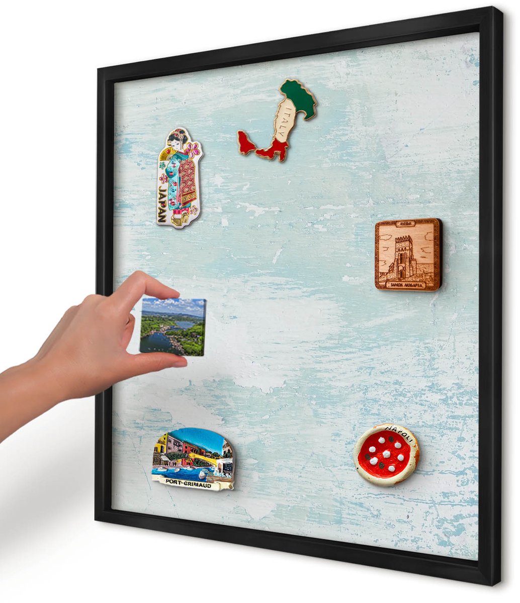 Artprintcave Wit Magneetbord mit Zwart Frame - 50x50 cm - Pastelkleurige Schaafwonden Memobord Keuken - Minimalist Magnetisch Bord Voor Magneten - Texturen