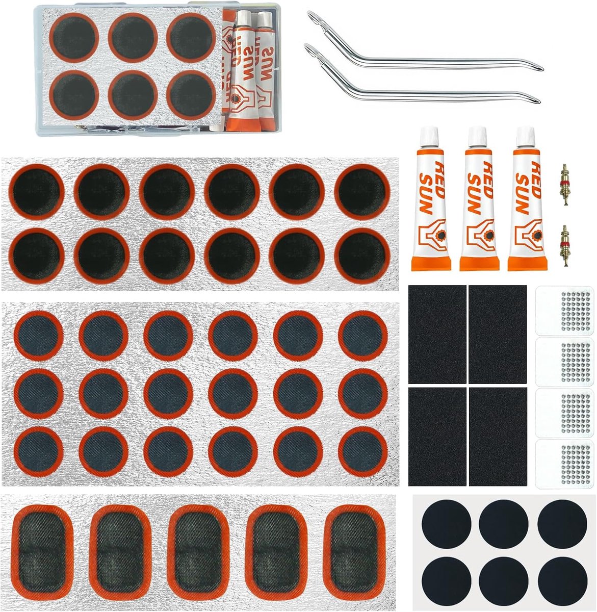Fietsreparatieset 56 stuks - vulcaniseerflitsen - bandenlichter - complete set voor snelle herstellingen - ShopVlot
