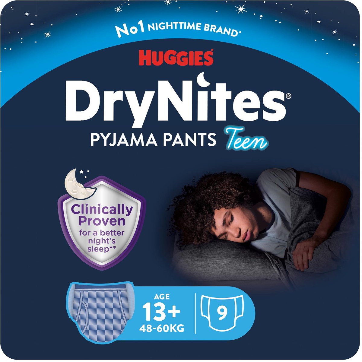 SnelShoppen - Huggies DryNites luierbroekjes jongens 13+ jaar - bedplassen oplossing - extra absorberend - 48-60 kg - 27 broekjes - ideaal voor nachtg