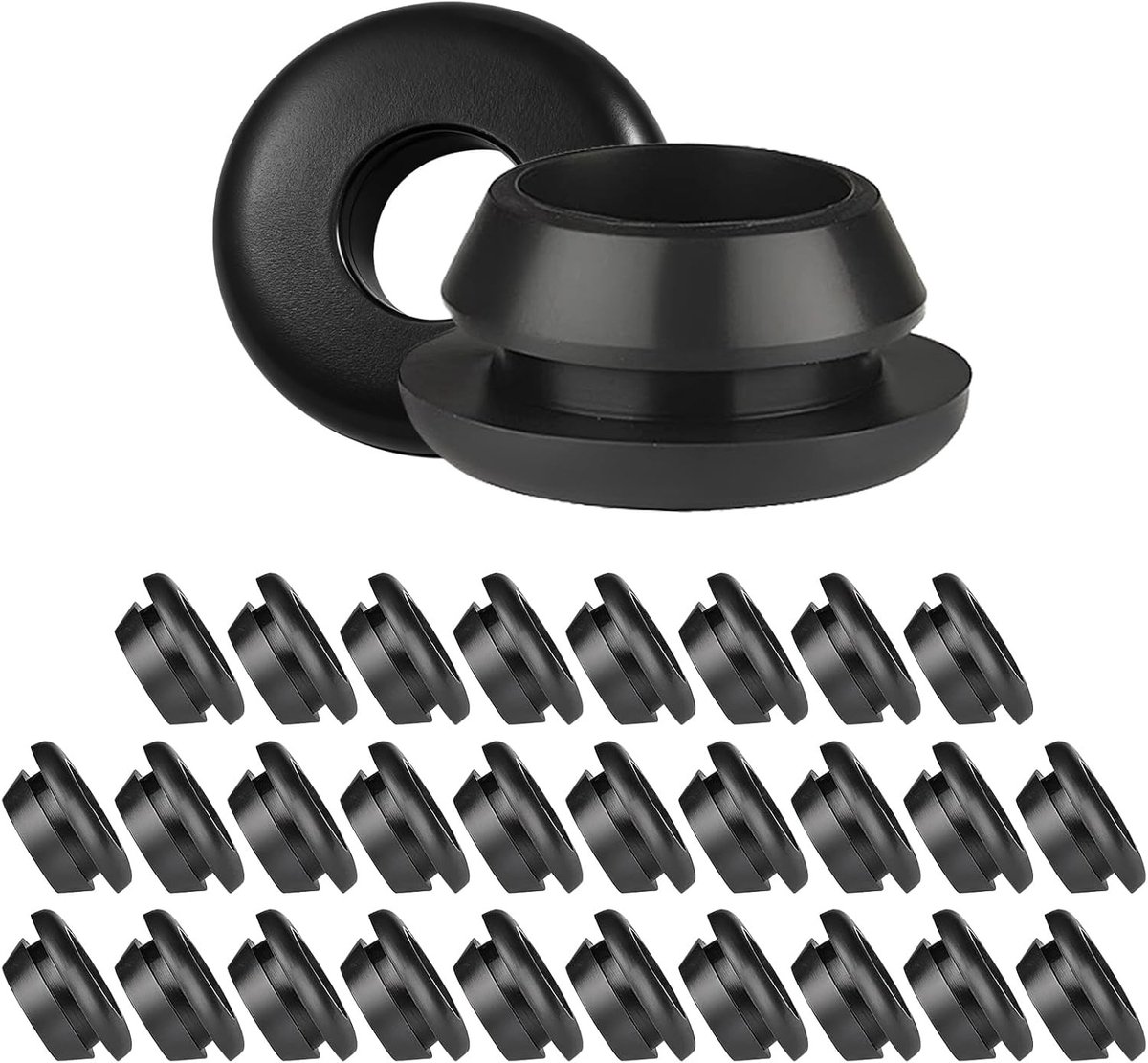 30 stuks rubberen doorvoertules voor kabelbescherming, 8 mm montagegat, 5 mm binnendiameter, geschikt voor elektrische dozen, bedrading en meubels, zwart