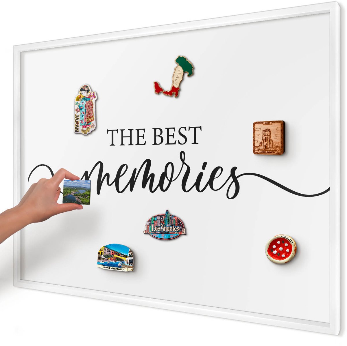 Artprintcave Wit Magneetbord mit Witte Lijst - 100x70 cm - Inspirerende Herinneringen Magneet Bord mit Frame - Typografisch Magneetbord Voor Keuken - Teksten
