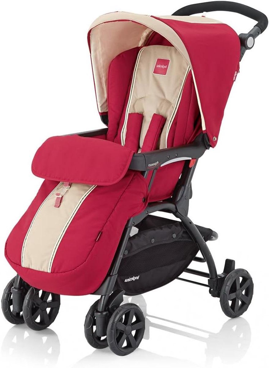 Sportwagen - Kinderbuggy - Comfortabel reizen - Met één hand opvouwbaar - 86 cm hoog - Ibiscus rood beige