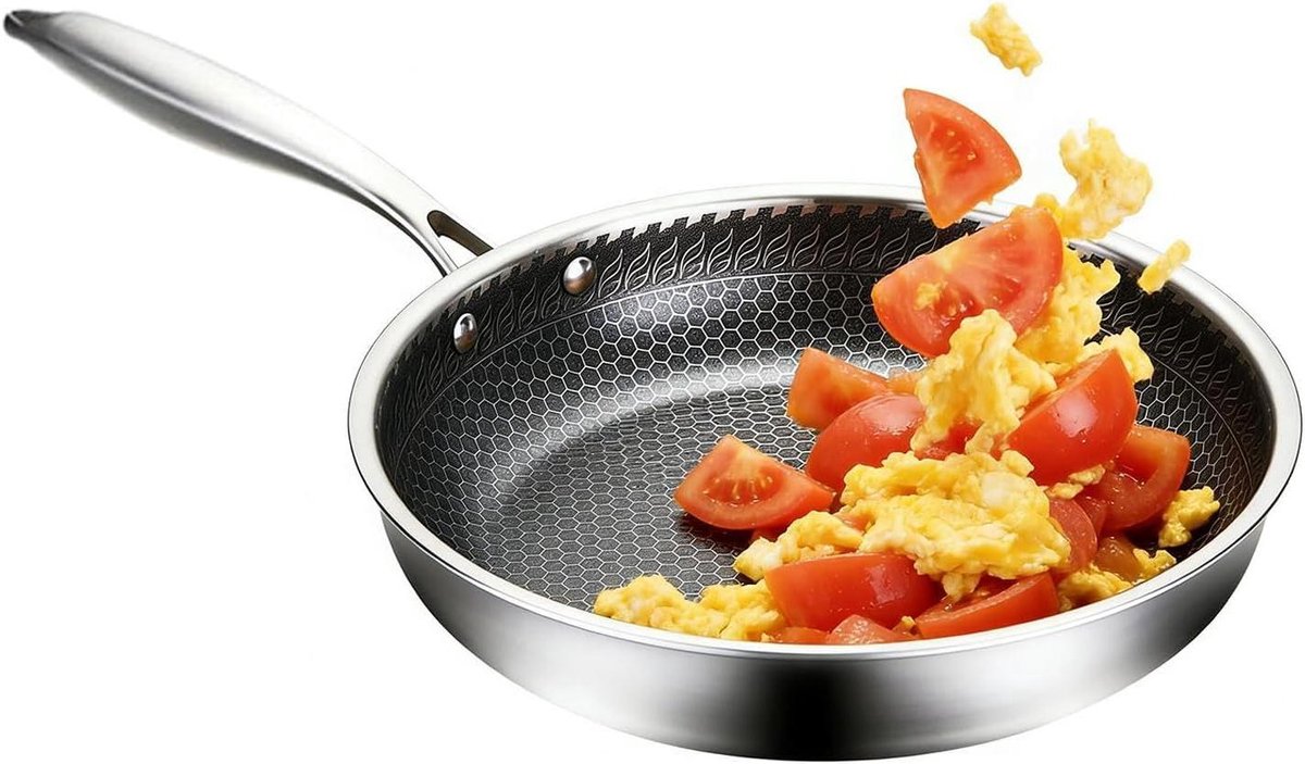 Honingraat Koekenpan - Roestvrijstalen Pan - Dagelijks Koken - Gelijkmatige Warmteverdeling - 24cm 28cm - Meerkleurig