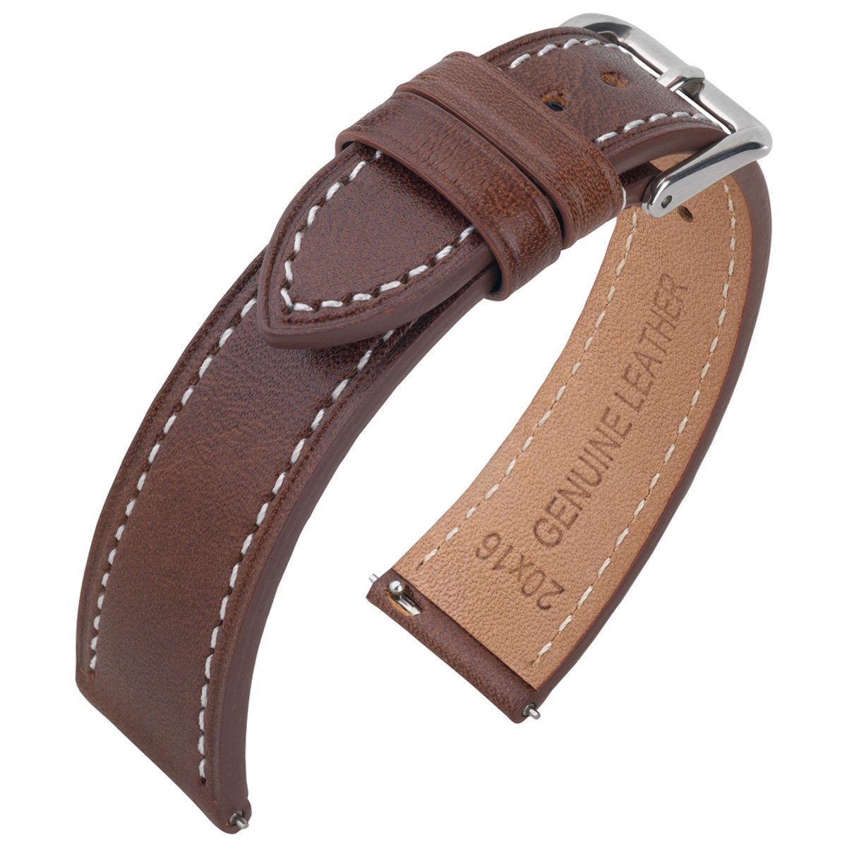 Plantaardig Gelooid Kalfslederen Horlogebandje - Vintage Bruin - 22mm