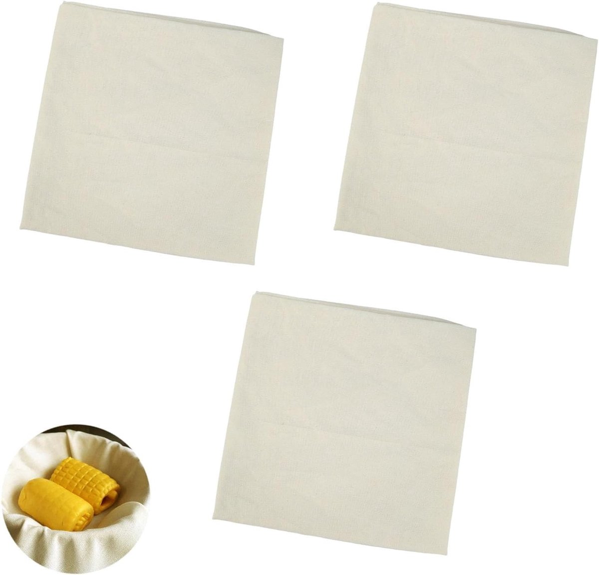 Set van 3 Herbruikbare Doekjes 50 x 50 cm voor Zeven, Filteren en Koken, Ideaal voor Kaas en Notenmelk