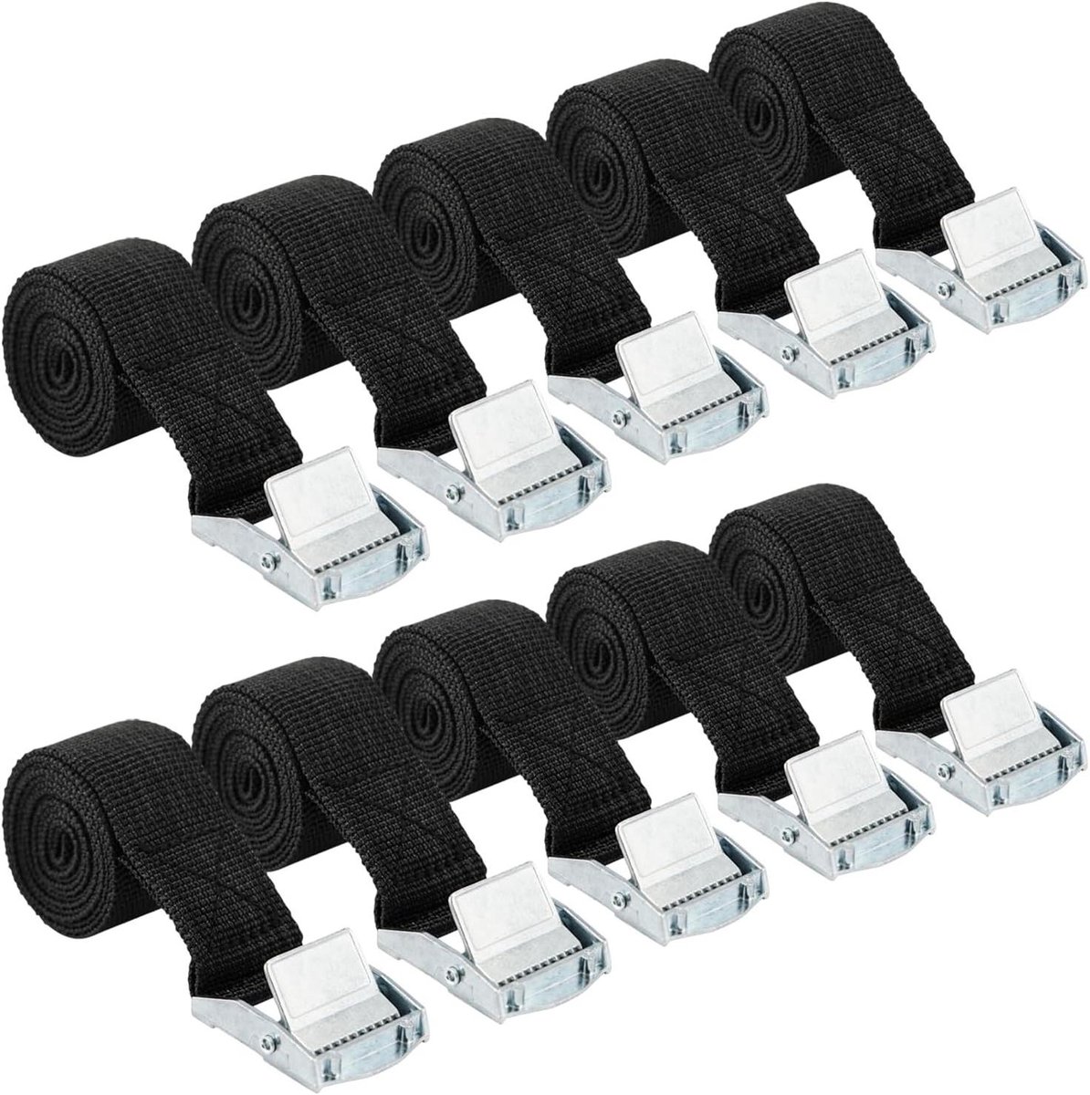 Ratelriemen Set - Spanbanden met gesp - Vracht Beveiligen - Corrosiebestendig metaal - 10 stuks 1 meter - Zwart
