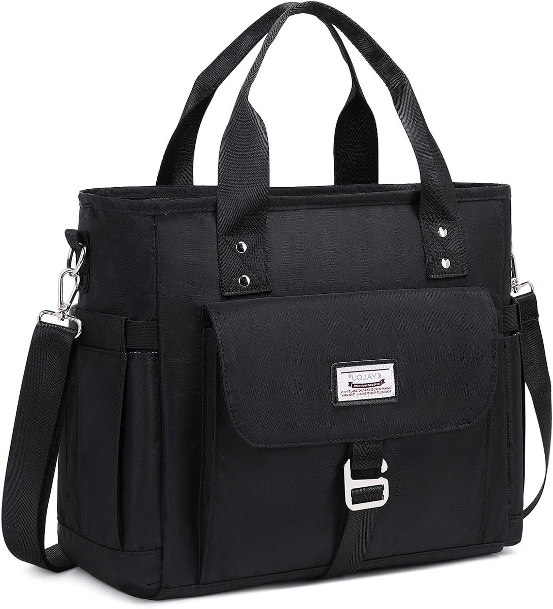 Tote Bag - Draagtas Handtas - Dagelijks Gebruik - 10 Handige Vakken - 35 cm - Zwart