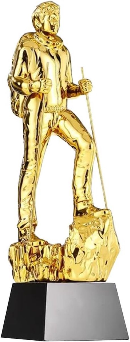 Wandel Trofee - Bergklim Trofee - Sportevenementen - Harsplating Afwerking - 8x28cm - Goud