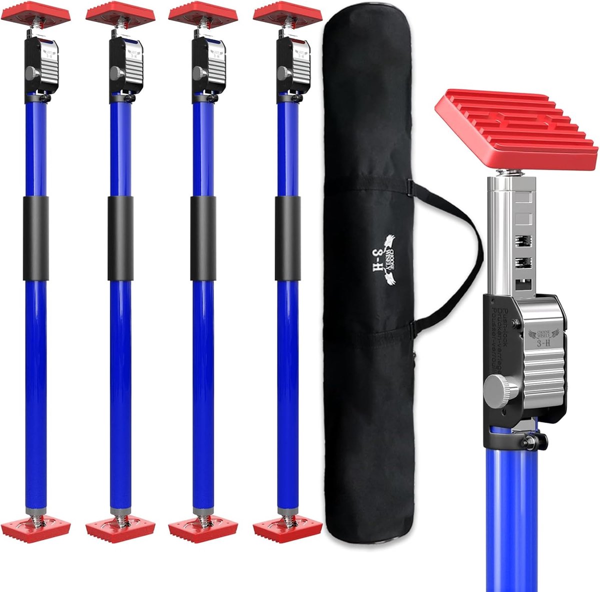 SnelShoppen - 4-delige telescopische steunen set, hoogte verstelbaar, deurspanners, frame spanners, tot 50 kg, 75-133 cm, ideaal voor montage en insta