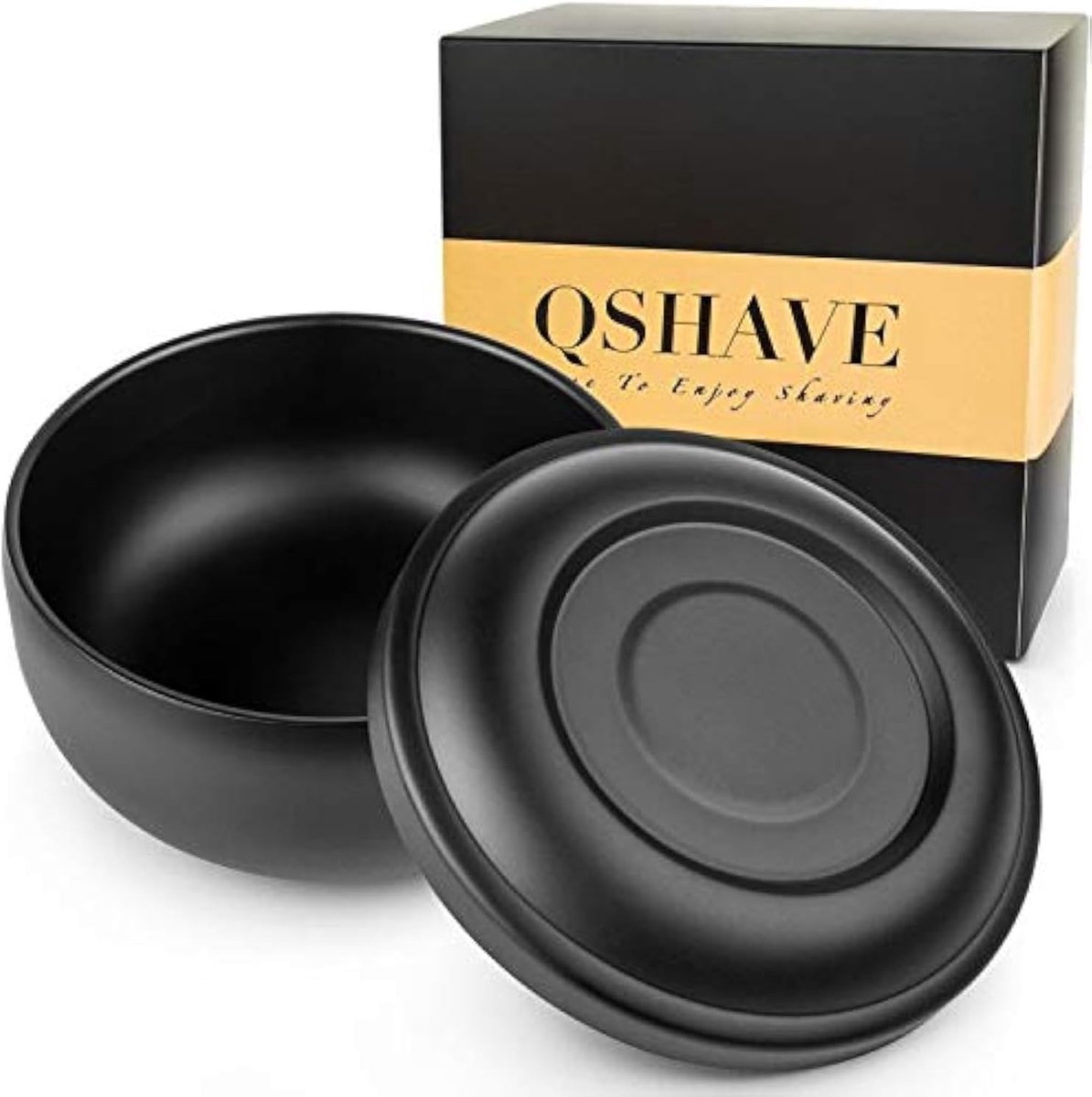 RVS Scheerkom met Deksel 10cm Diameter - Grote Diepe Scheeraccessoire in Mat Zwart en Chroom Afwerking
