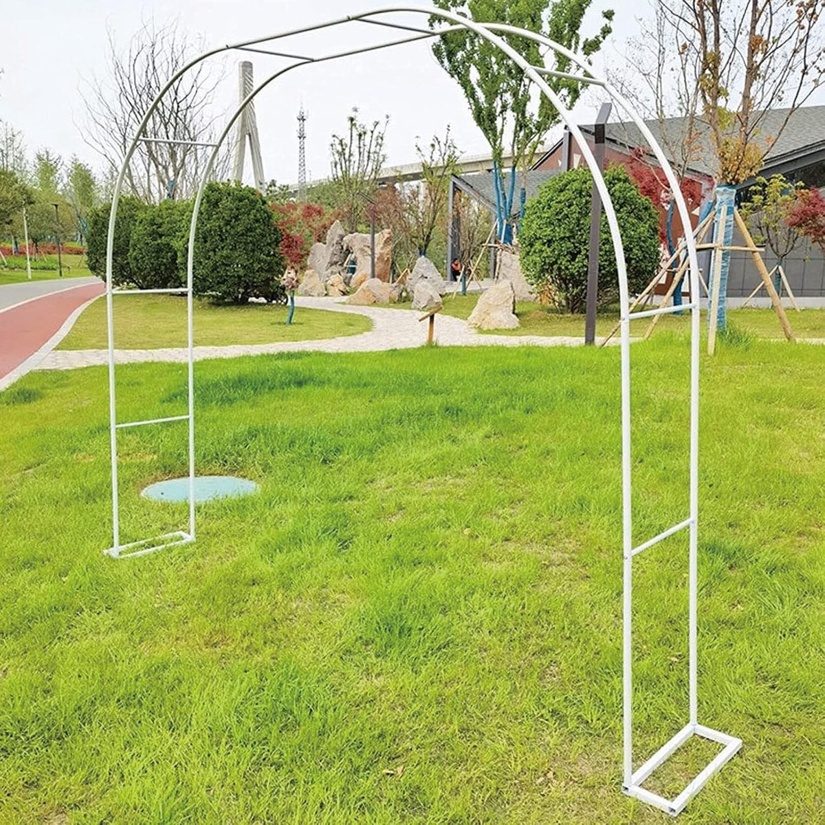 Metalen tuinboog - Klimhulp prieel - Bloemen decoratie - Roestvrij staal - 180 x 220 cm - Wit