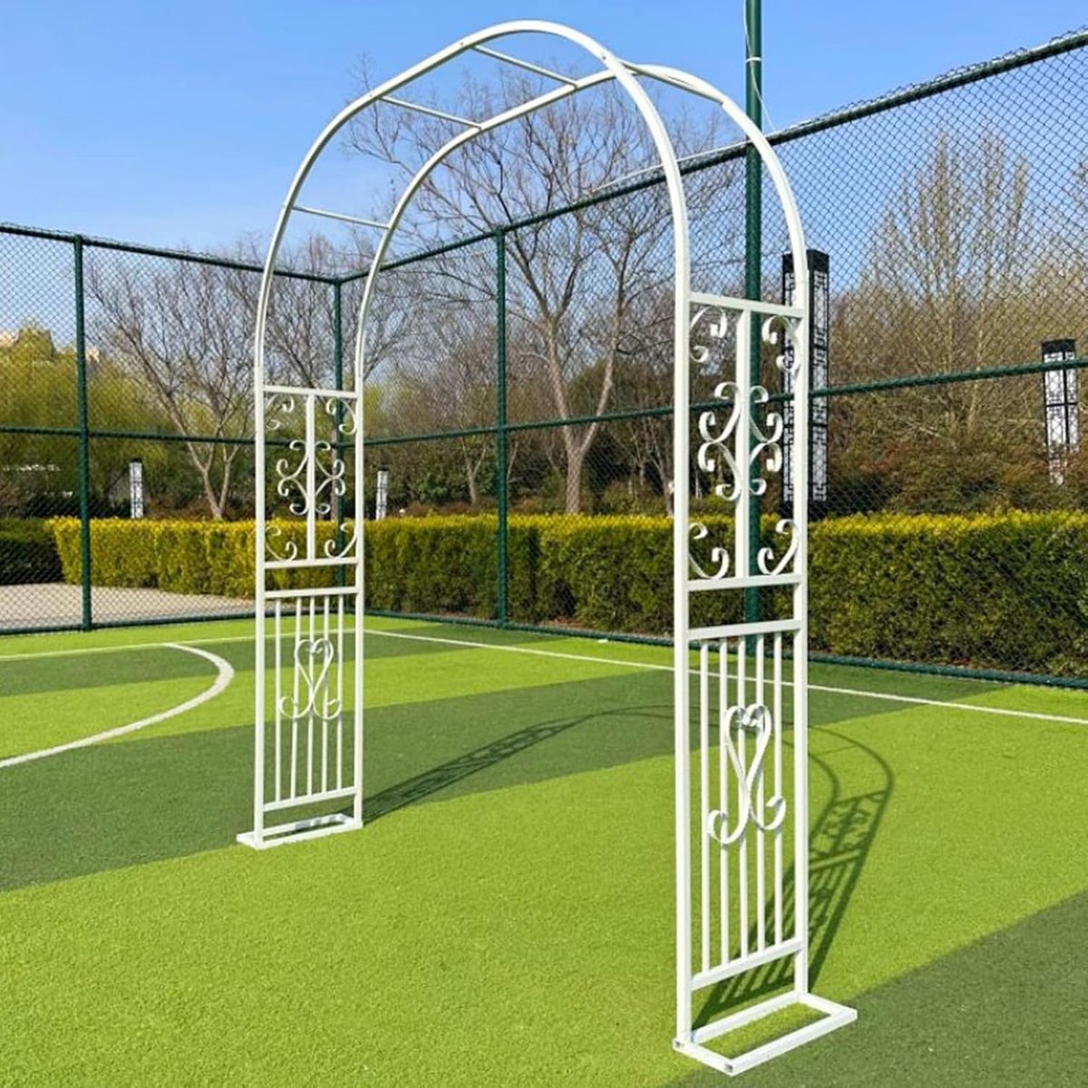 Tuinboog Metaal - Rozenboog Decoratie - Klimplanten Ondersteunen - Weerbestendig Staal - L300xH230cm - Wit