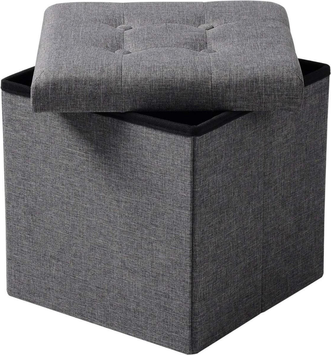 Poef 50x35x45cm Donkergrijs - Stof, Met opbergruimte en Opbergbank Poef - Voor Dagelijks Gebruik, Thuis en Professioneel Gebruik
