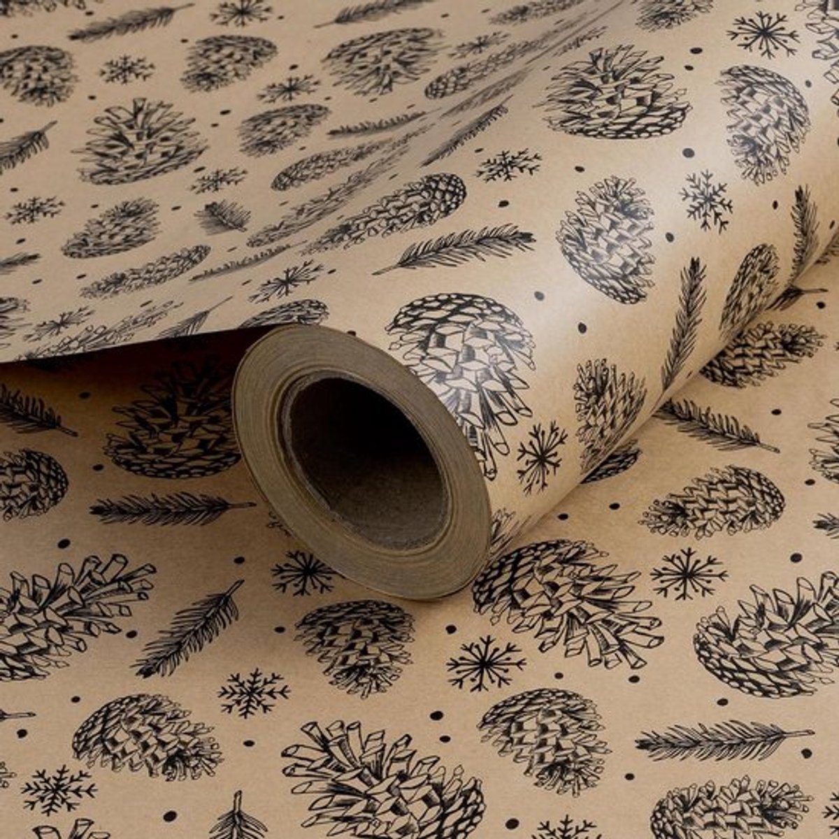 Zwart kerstcadeaupapier 76x30m - Allecto Plus