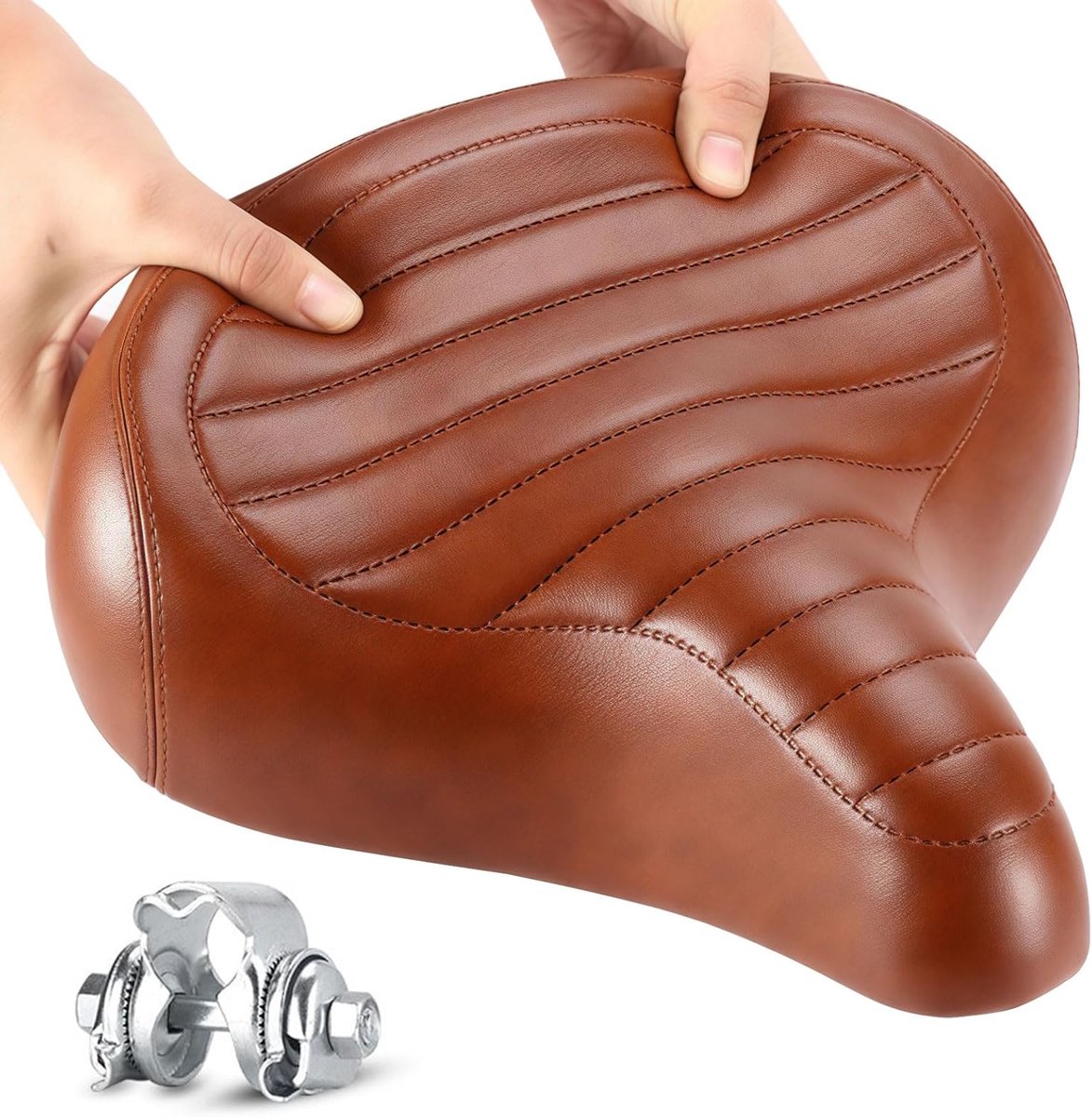 Fietszadel - Comfortabel zadel - Lange fietstochten - Ergonomisch schokabsorberend - 26.5 cm lengte - Bruin