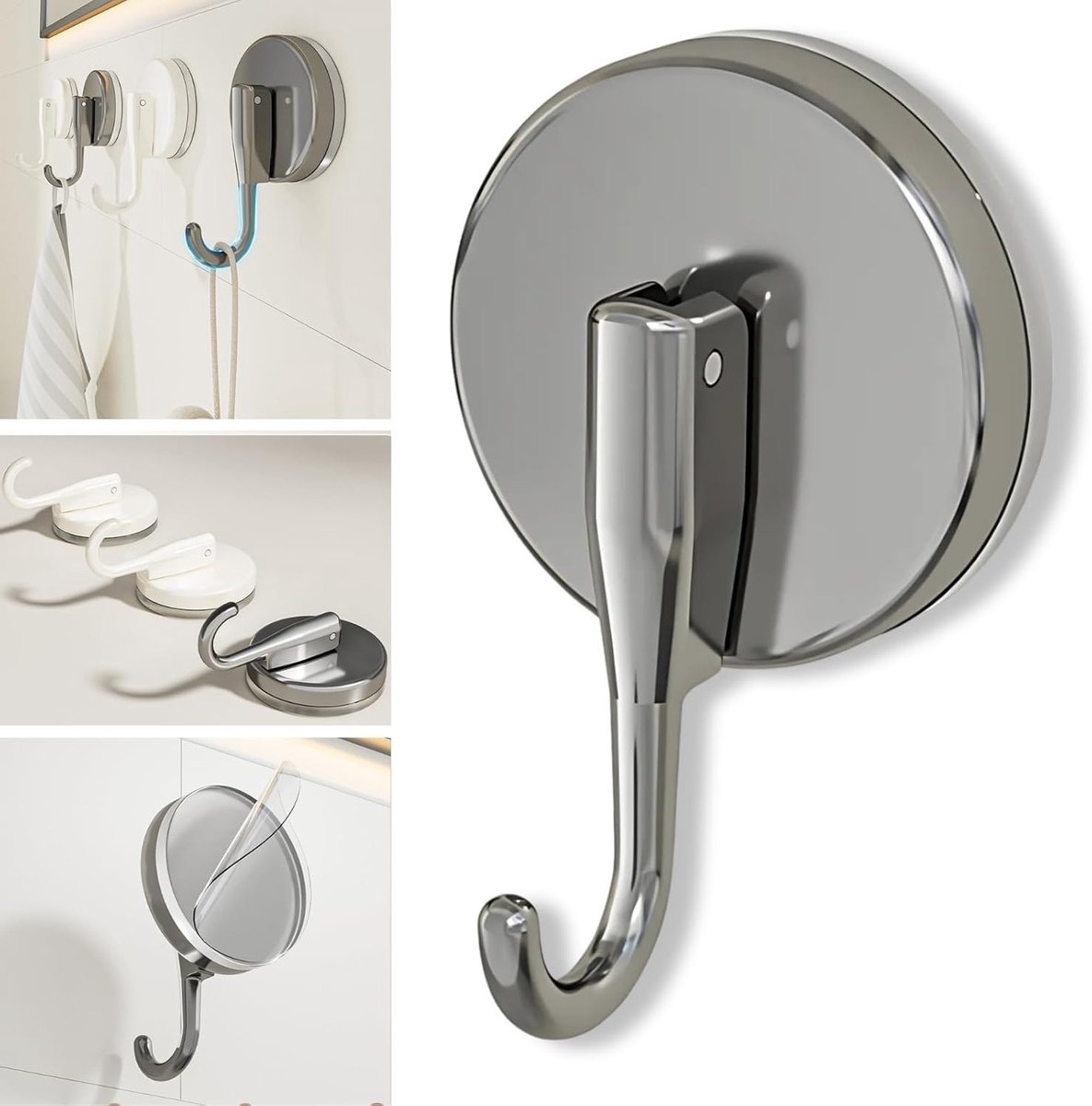 Verzinkbare Haak voor Douche, Ideaal voor Glas, Tegels en Spiegels - Sterke Zuignap, 1 Stuk, Perfect voor Badkamerorganisatie