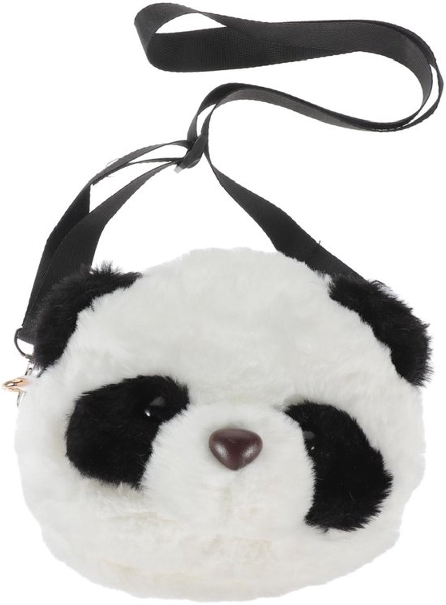 Panda schoudertas met fluffige handzak multicolor