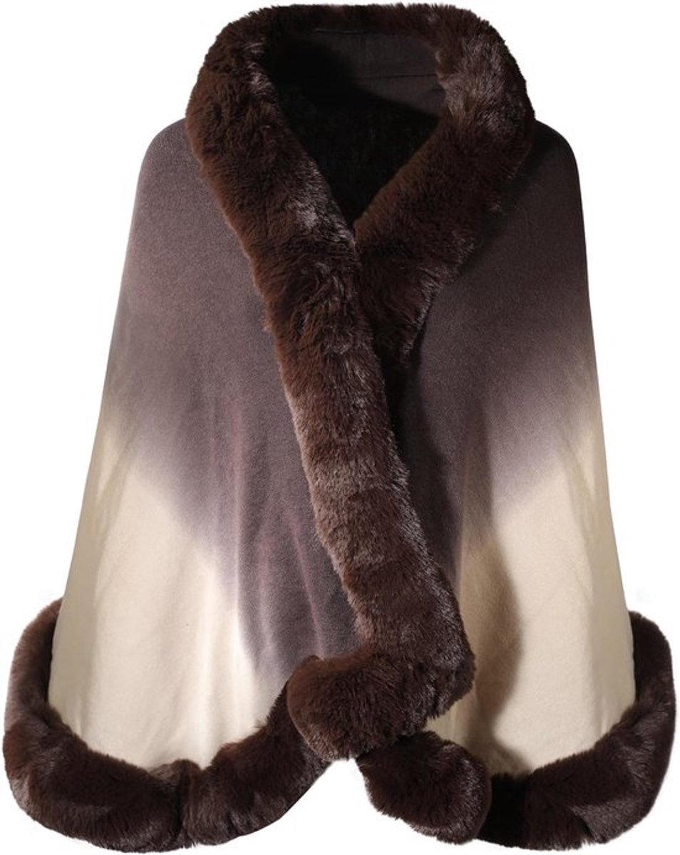 Warme Dip Dye Brown Faux Fur Omhangsjaal