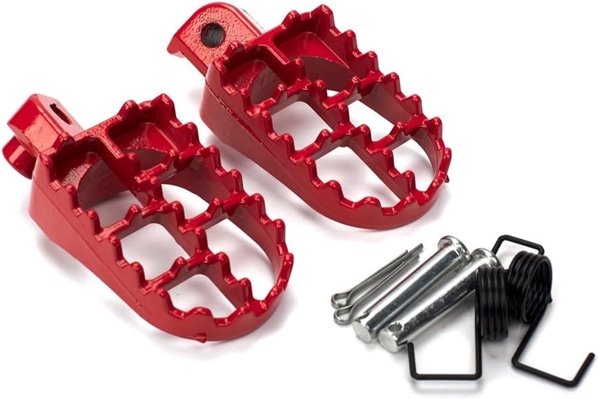 Motorfiets Voetsteunen - Voetpedalen - Off-road Rijden - Antislip Oppervlak - 2 stuks - Rood
