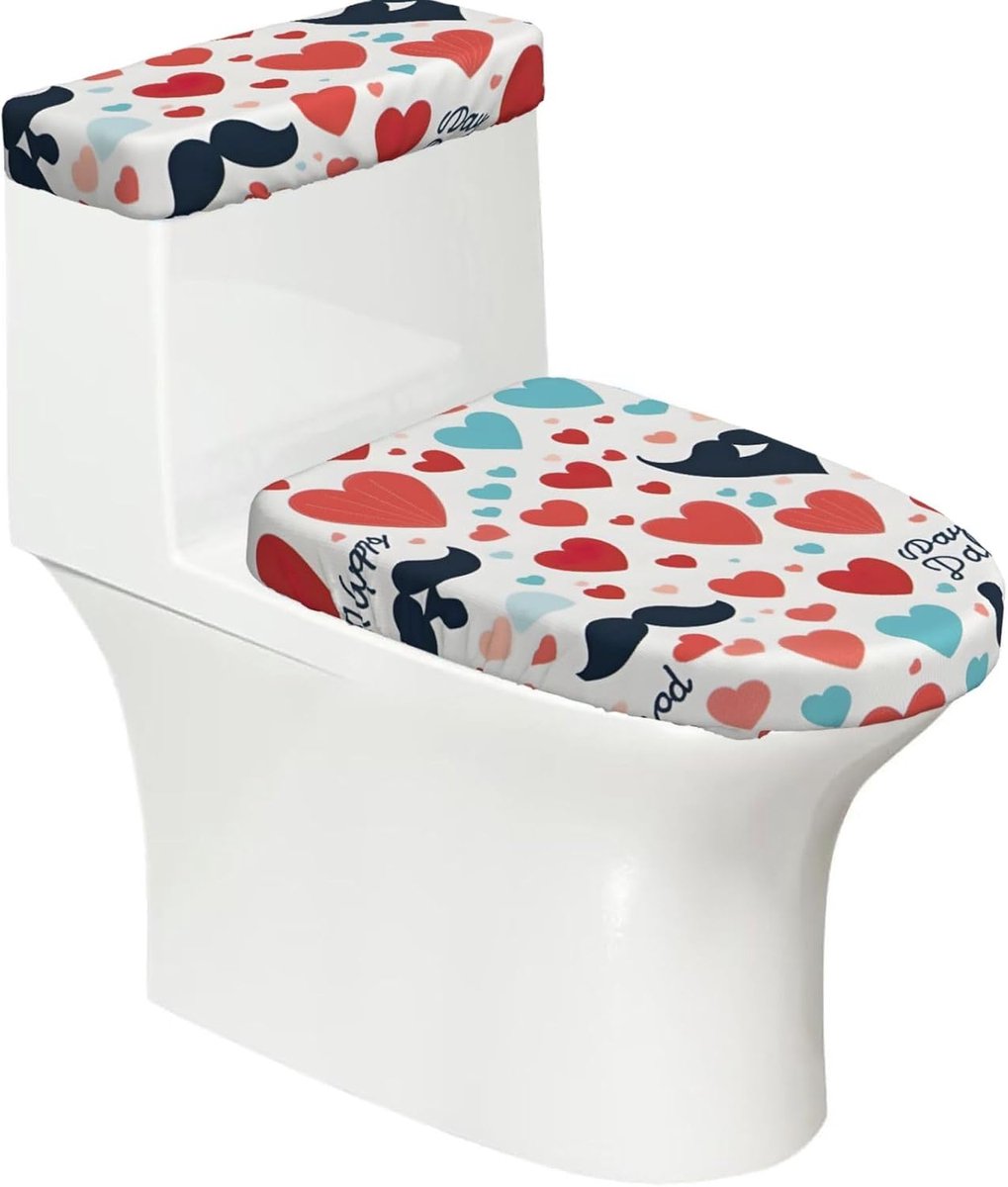 Toilet Dekselhoezen - Toilet Set - Badkamer Decoratie - Rekbaar Materiaal - 2 Stuks - Zwart