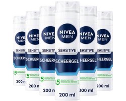 NIVEA Men Scheergel Sensitive - 6 x 200 ml - Voordeelverpakking