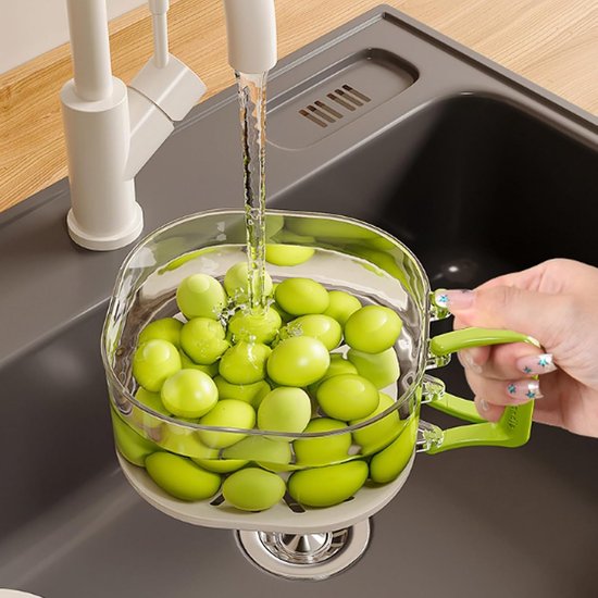 Afvoermand Keuken - Was Kom - Groente Fruit Wassen - Opvouwbaar Handvat - 3 Centiliter - Lichtroze — afbeelding 2