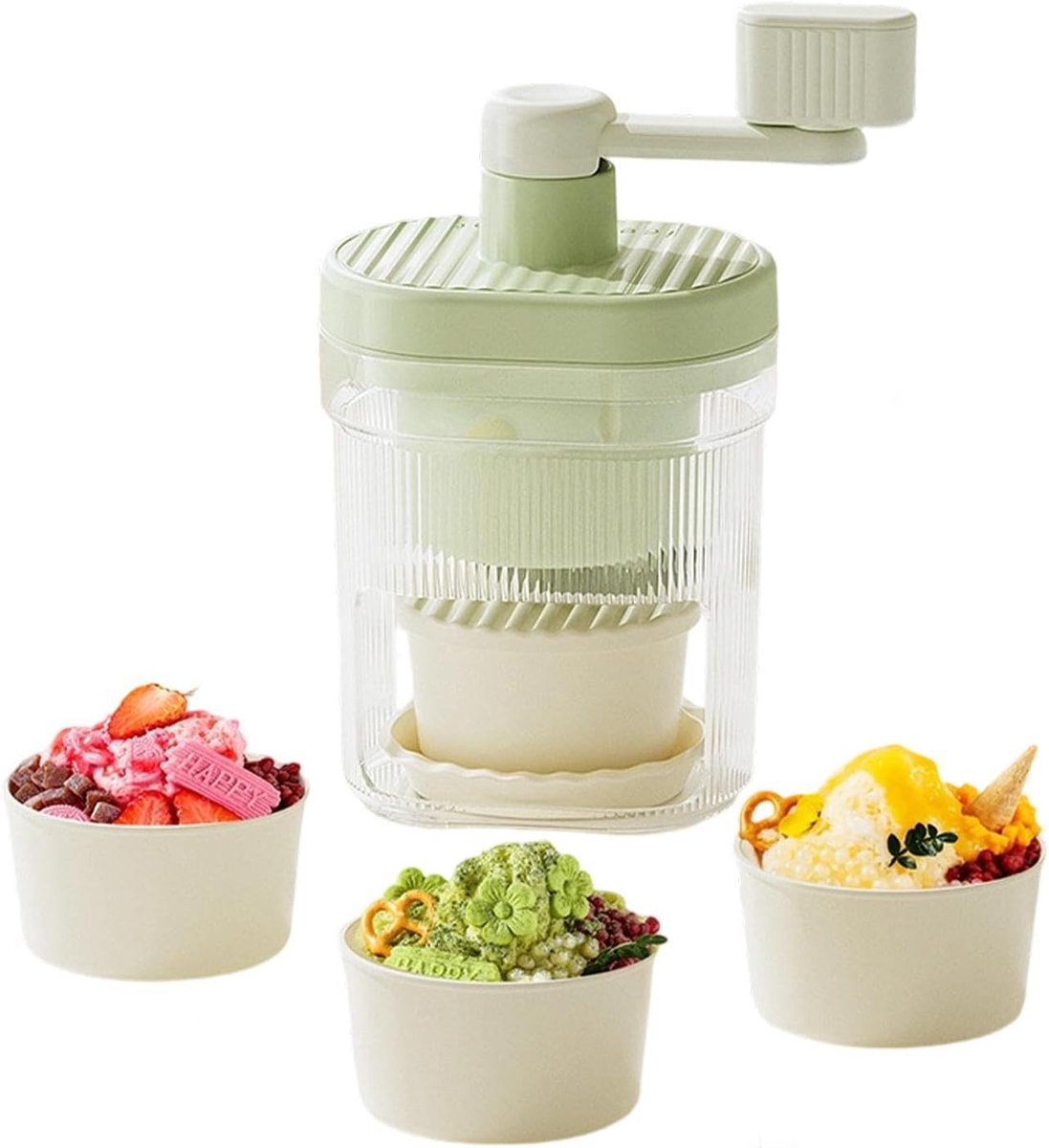 Handmatige IJsmachine - Sneeuwijs Maker - Desserts Maken - Roestvrijstalen Snijders - 470 g - Geel