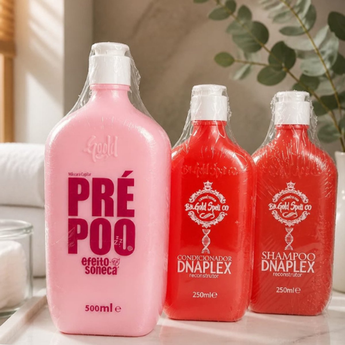Gold Spell Co. Pré-Poo Efeito Soneca 500 ml + Kit DNAPLEX (Shampoo & Conditioner) 250ml