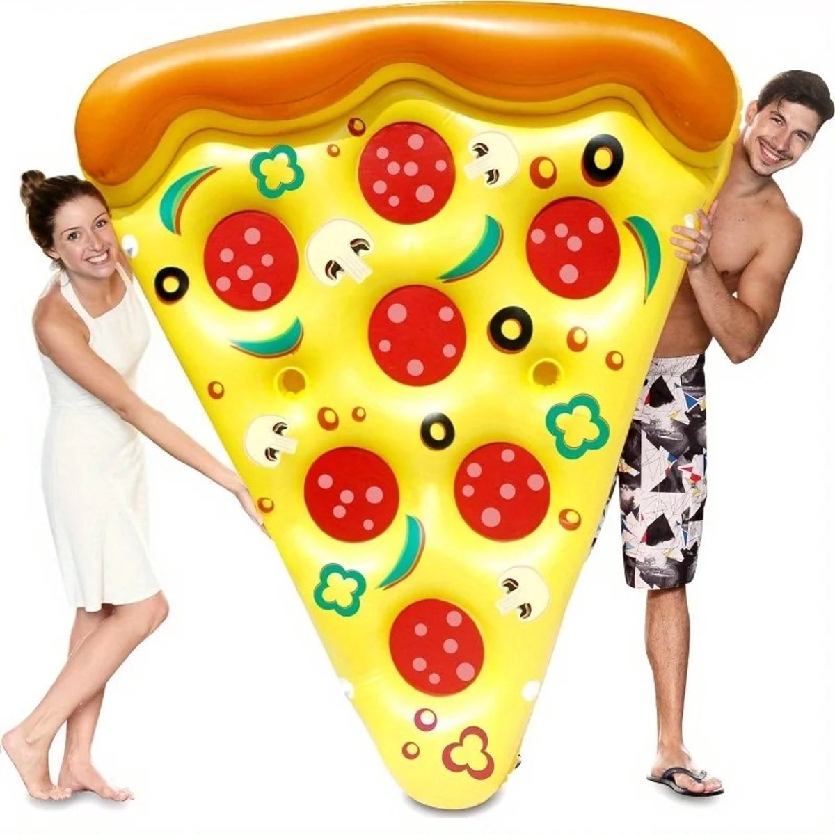 RosaBloom pizzapunt zwemband - Opblaasbare pizza - Luchtbed zwembad - Zwemring - Reuze - Extra groot - 180x150x28cm - PVC - Geel
