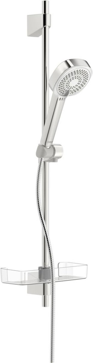 Hansa Basicjet - Set douchekop, 3jets, doucheslang en douchestang met planchet, chroom 44770131