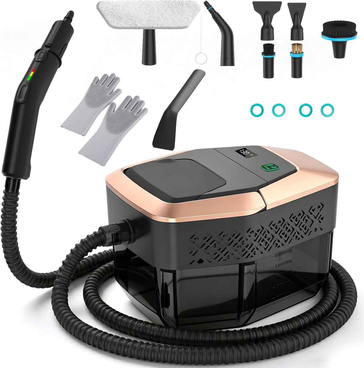Stoomreiniger Handapparaat - Stoomreiniger - Grondig Reinigen - Krachtig 2500W - 1800ml Tank - Zwart