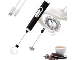Elektrische Melkopschuimer - Koffie Garde Drinkmixer - Dranken Bereiden - Instelbare Snelheid - USB Oplaadbaar - Zwart