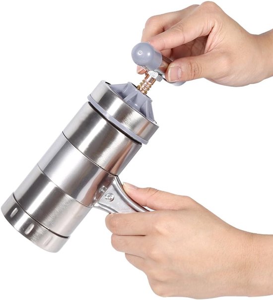 Noodle Maker - Pastamaker Keuken - Verse Pasta Maken - 5 Vormkoppen - 18.5 x 14 cm - Zilverkleurig — afbeelding 3