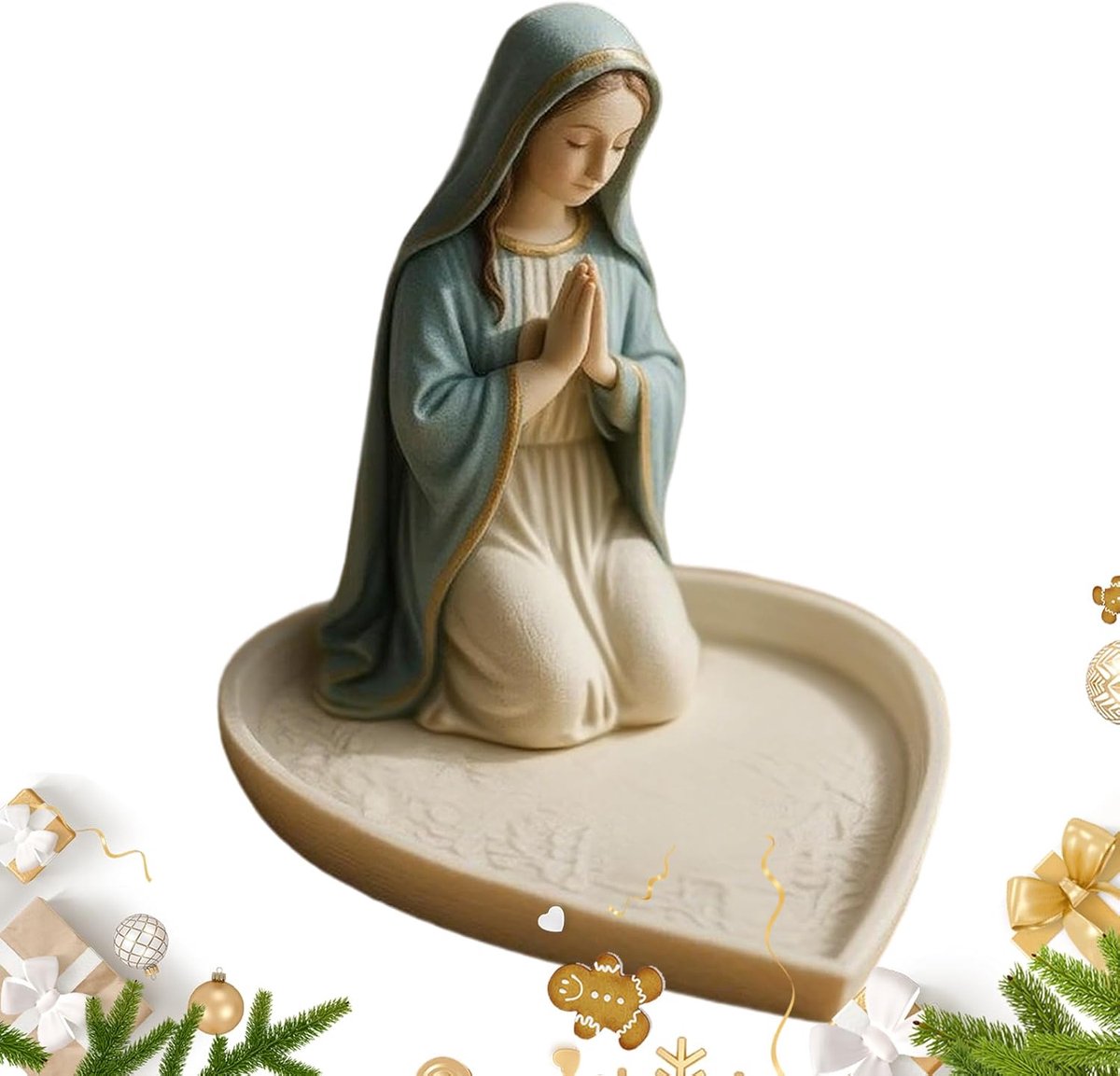 Rozenkrans Houder - Gebedskralen Rek - Spirituele Decoratie - Hars Beeld - 12 x 6 cm - Wit