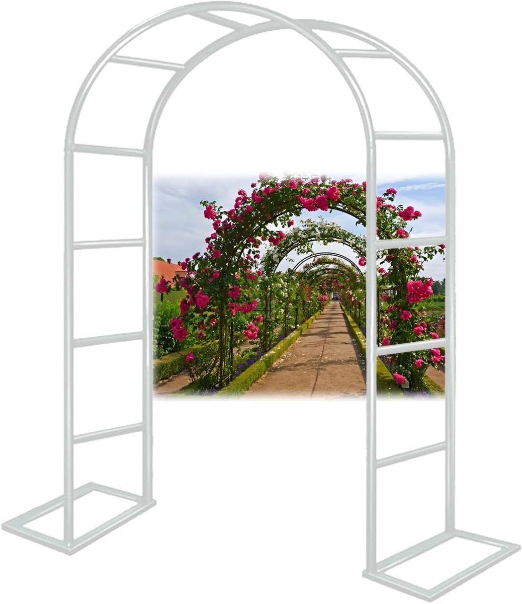 Metalen Tuinboog - Rozenprieel Pergola - Tuin Decoratie - Verwijderbare Basis - 240 x 250 cm - Wit