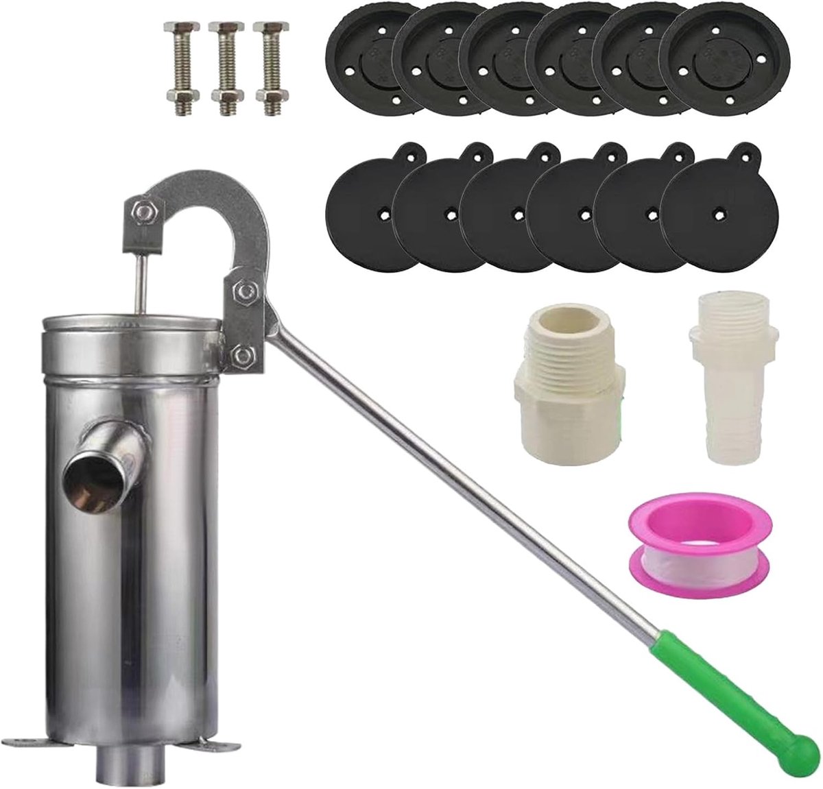Handpomp Waterput - Grondwaterpomp - Water Verzamelen - Roestvrij Staal - 235 cm Hoog - Zilver