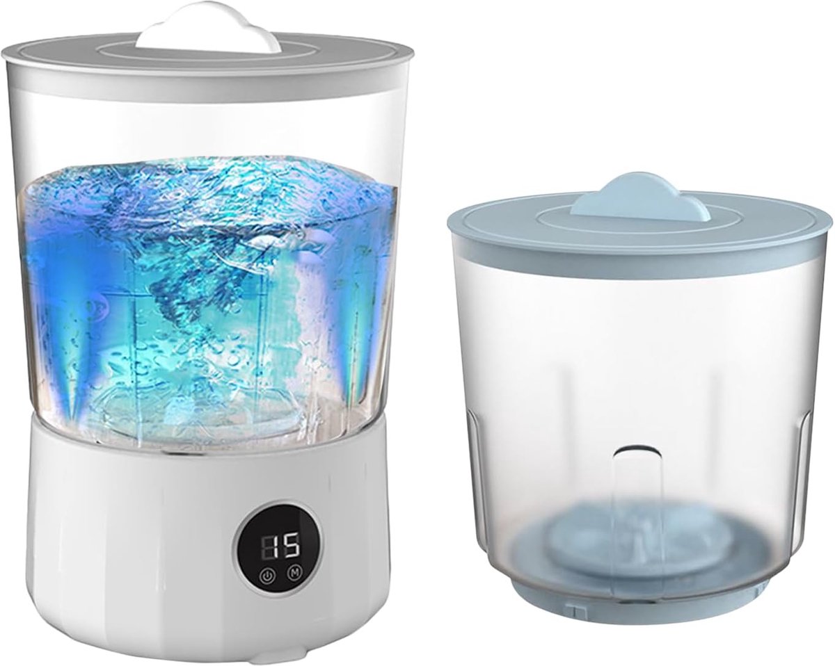 Draagbare Wasmachine Mini Wasserette Reizen en Kamperen Dubbele Kuip 1.5 Liter Wit Blauw