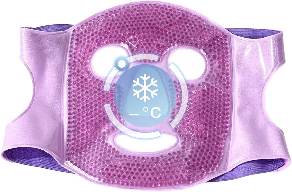 Gezicht IJskompres - Gezichtsmasker - Verkoelende Verzachting - Flexibel met Band - 25x21 cm - Blauw