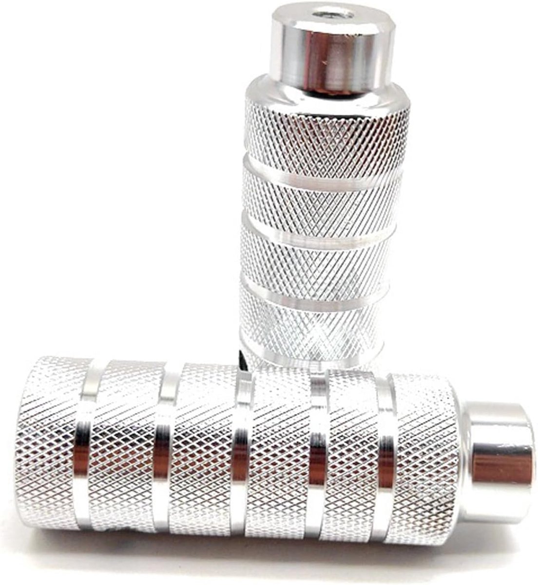 Fiets Voetsteunen - Stunt Pinnen - Fietsen Verbeteren - Antislip Gegroefd Ontwerp - 11 x 3.4 cm - Zilver