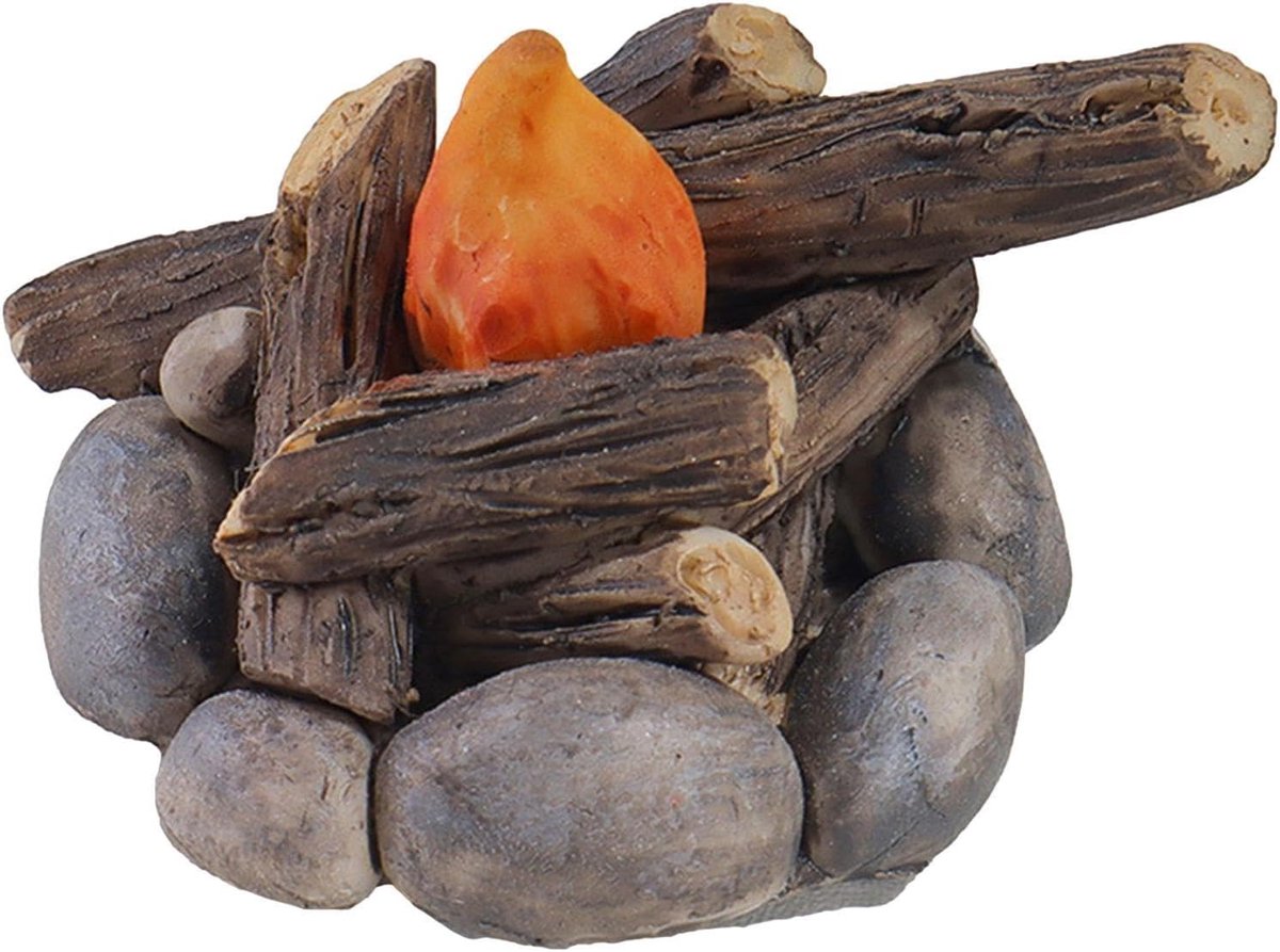 Miniatuur kampvuur - Kleine sculptuur - Diorama maken - Realistisch design - 5.2 cm - Oranje