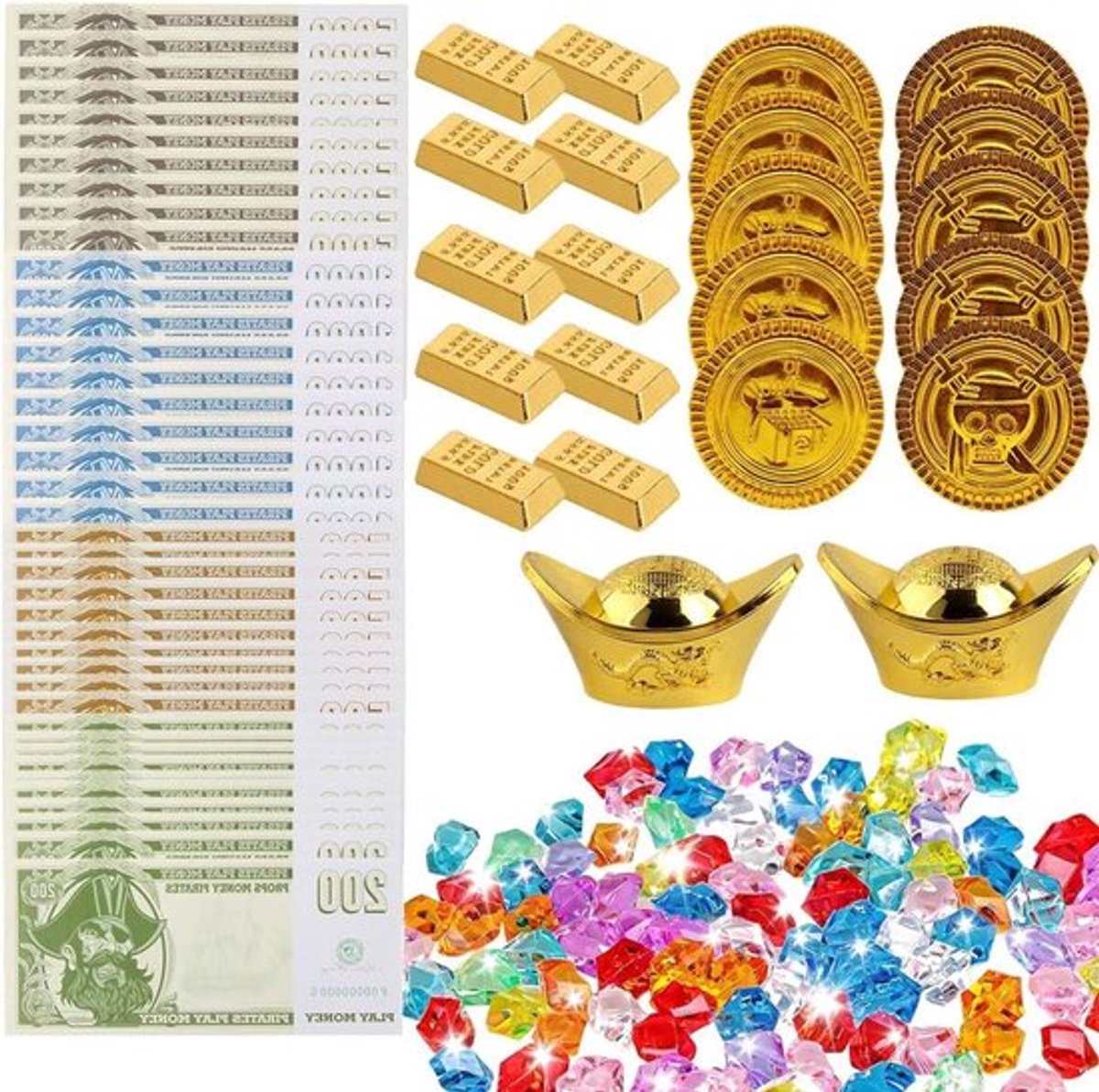 Piraten gouden munten set, 92 stuks, Allecto Plus