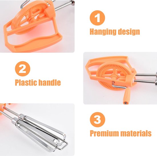 Handmixer - Eierklopper Garde - Beslag Maken - Dubbele Kop - 247 x 135 cm - Oranje — afbeelding 4