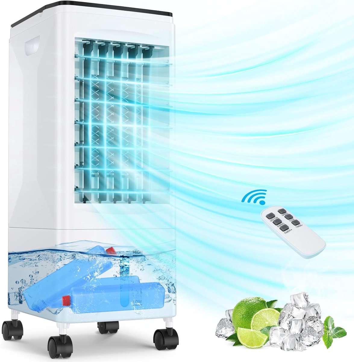 Draagbare Airco - Verkoeler Ventilator - Ruimte Koelen - 3-in-1 Functie - 6L Reservoir - Wit