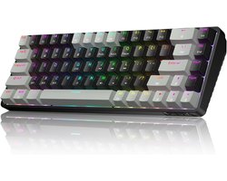 Mechanisch Toetsenbord - Compact Toetsenbord - Draadloos Werken - Drievoudige Connectiviteit - 68 Toetsen - Grijs-zwart