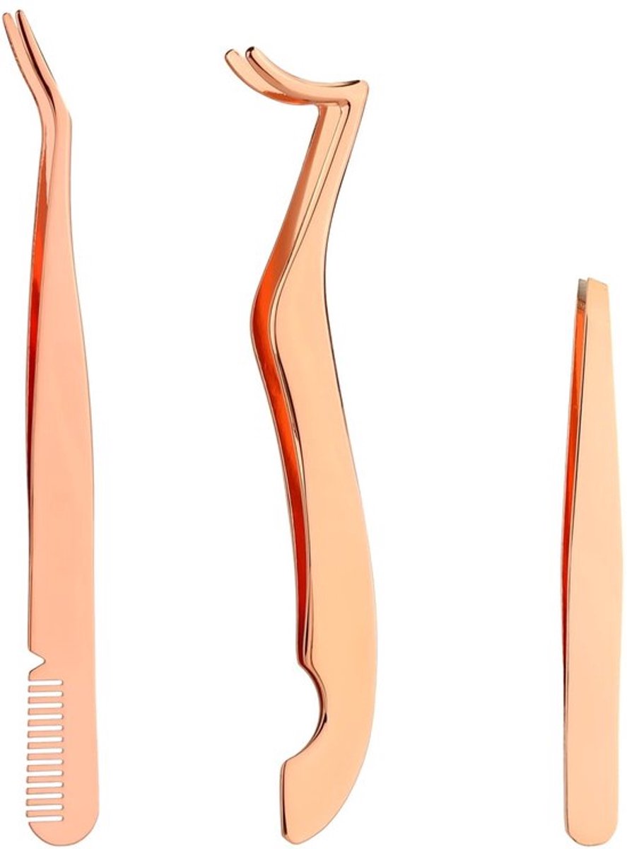 Jhubersproducts - 3 Stks Wimper Pincet Set - Roestvrijstalen Wenkbrauw en Lash
