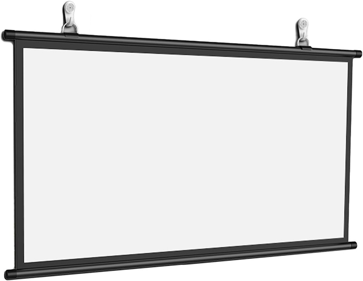 Projectiescherm - Pull-down scherm - Thuisbioscoop - Handmatig oprolbaar - 16:9 formaat - Wit