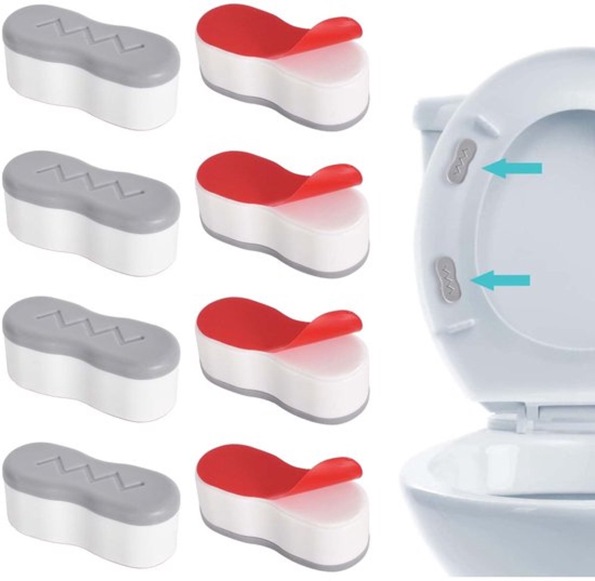 NTHProducts - Toilet Seat Bumpers - Vervangset - Universaal - Grijs - Toilet Seat